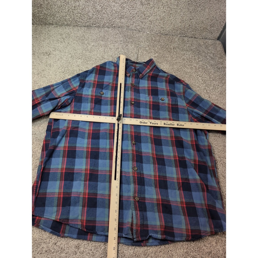 Duluth Trading Co Mens XL Relaxed Fit Flannel Shirt Blue Red Plaid Long Sleeve - Picture 4 of 7